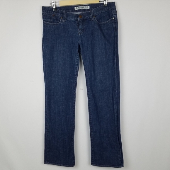 Express Remoki Dark Wash Blue Denim Jeans Women's Size 6 Sraight Leg Classic EUC - Picture 1 of 7